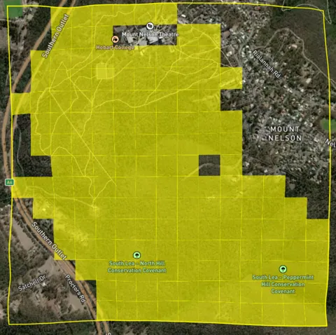 Asset inspection view showing Hobart College highly exposed to large, fast-spreading fires from the south.