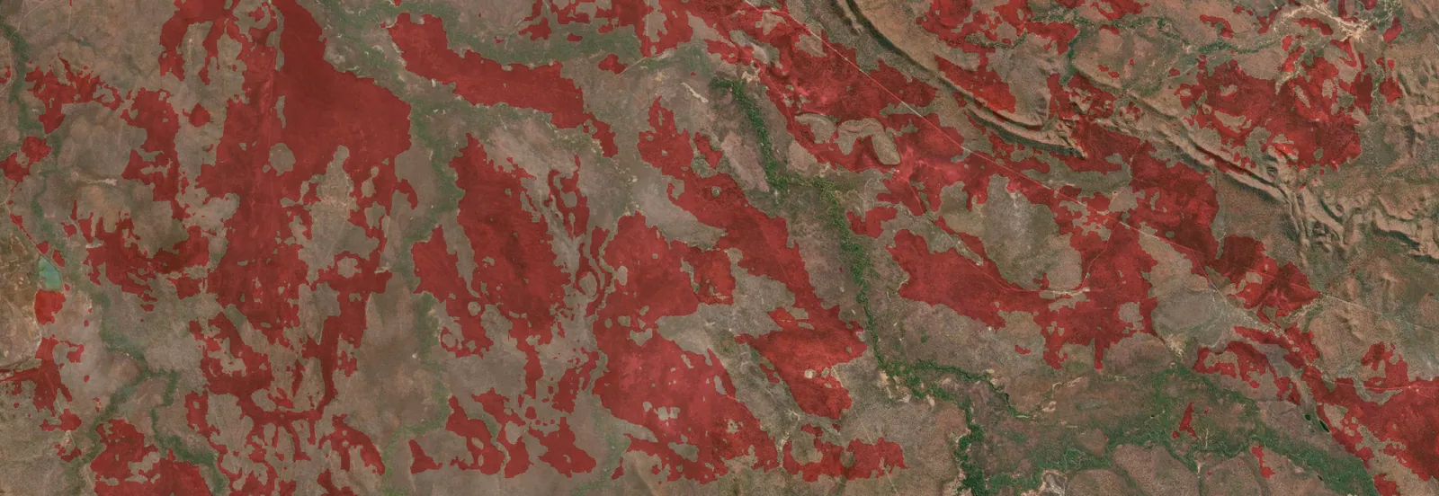 Fire scar map showing the fragmented, patchy result of early dry season burns across a Northern Territory property.